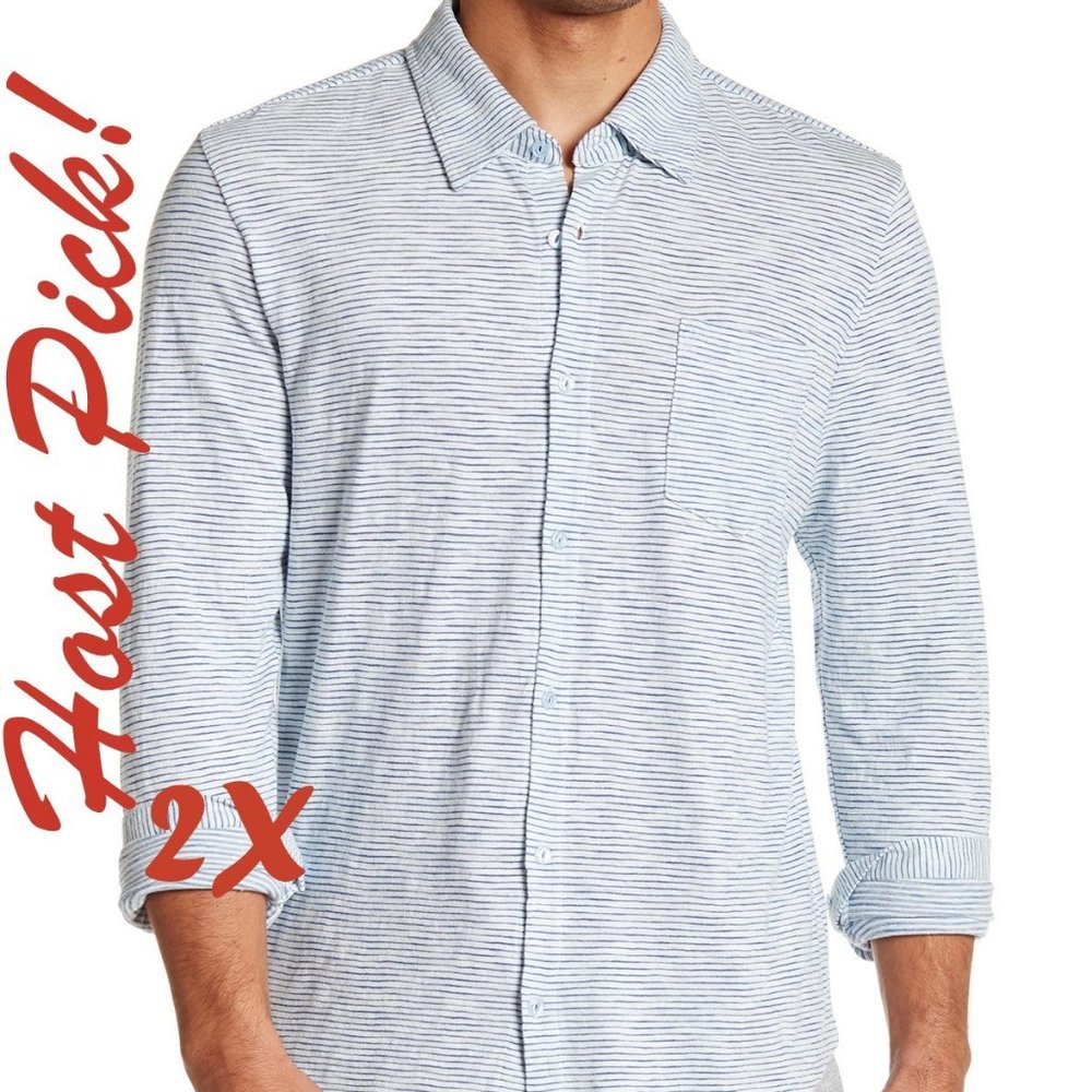 Knit Cotton Shirt Men's XXL Stripe NEW Long Sleeve Cozy Soft NWT 🎉HP🎉